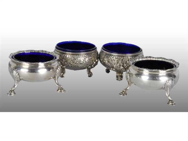 LOT OF 4: STERLING SILVER MASTER SALTS.           