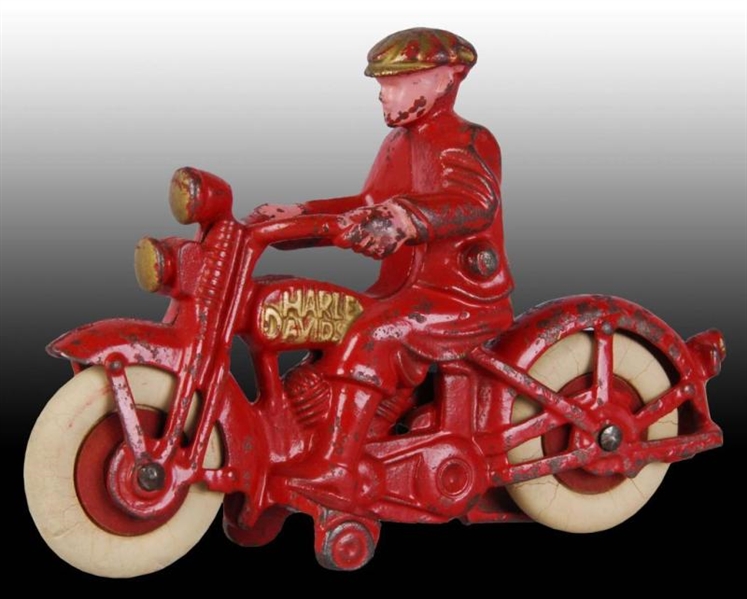 CAST IRON HUBLEY HARLEY MOTORCYCLE TOY.           