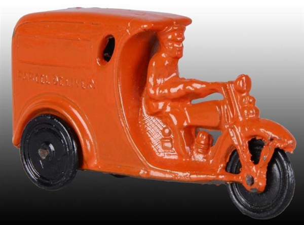BARCLAY PARCEL DELIVERY MOTORCYCLE TOY WITH BOX.  