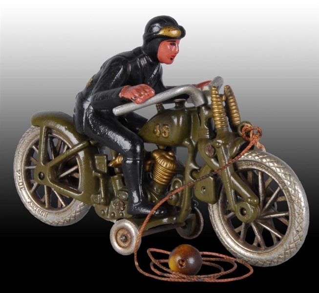 CAST IRON HUBLEY HILL CLIMBER MOTORCYCLE TOY.     