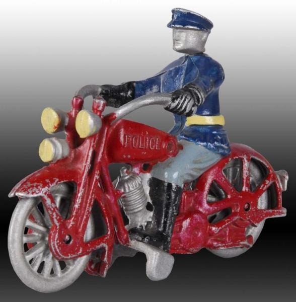 ALUMINUM STATE POLICE MOTORCYCLE TOY.             