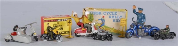 LOT OF 6: SMALL DIE CAST MOTORCYCLE TOYS.         