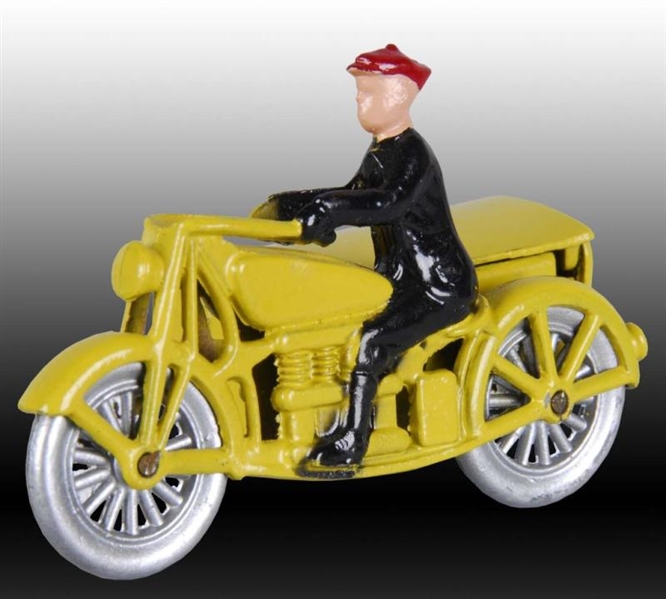 TOOTSIE TOY SMITTY DELIVERY MOTORCYCLE TOY.       