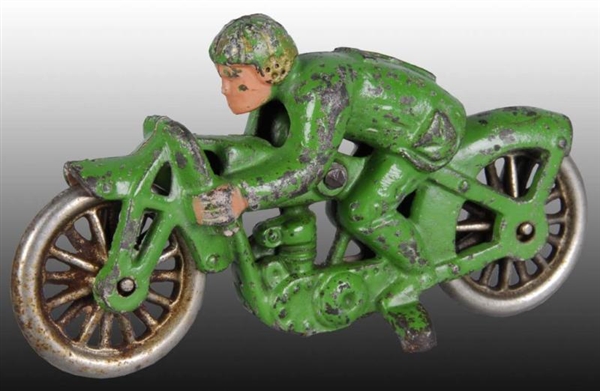 CAST IRON HUBLEY #7 TOY RACER MOTORCYCLE.         