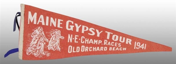 1941 MAINE GYPSY TOUR MOTORCYCLE RACE PENNANT.    