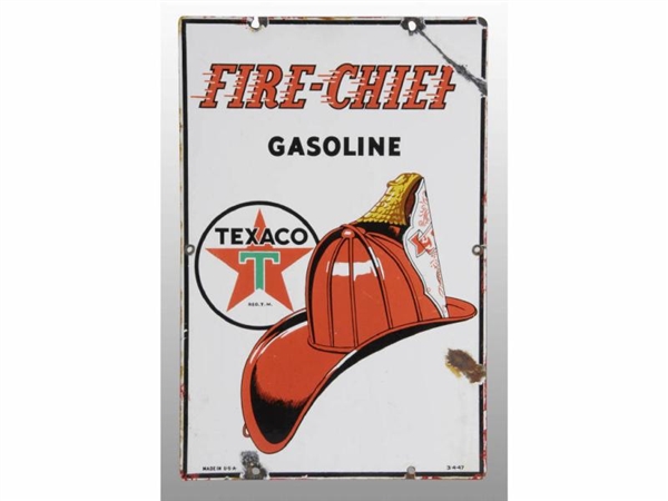 TEXACO FIRE CHIEF GASOLINE PORCELAIN SIGN.        