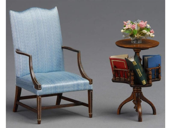 GERALD CRAWFORD LOLLING CHAIR AND LIBRARY TABLE MN