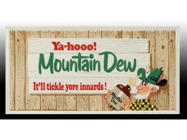 EMBOSSED MOUNTAIN DEW TIN SIGN.                   