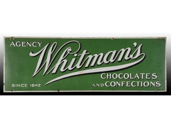 WHITMANS CHOCOLATES LARGE PORCELAIN SIGN.        