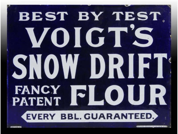 VOIGTS SNOW DRIFT FLOUR PORCELAIN FLANGE SIGN.   