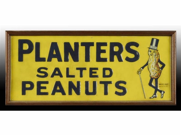 PLANTERS PEANUTS EMBOSSED TIN SIGN.              