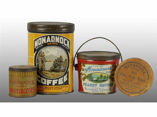 LOT OF 4: ASSORTED MONADNOCK TINS & ITEMS.        