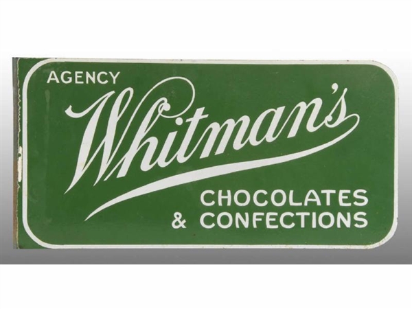 WHITMANS CHOCOLATES PORCELAIN FLANGE SIGN.       