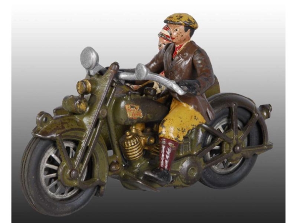 CAST IRON HUBLEY HARLEY SIDECAR MOTORCYCLE TOY.   