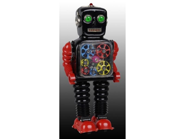 JAPANESE BATTERY-OPERATED GEAR ROBOT TOY.         