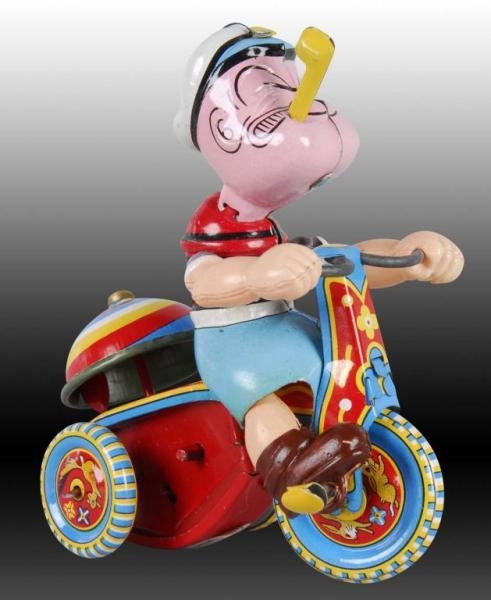 LINEMAR POPEYE MECHANICAL TRICYCLE TOY.           