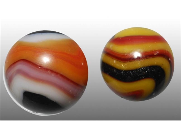 LOT OF 2: MACHINE MADE ACRO AGATE MARBLES.        