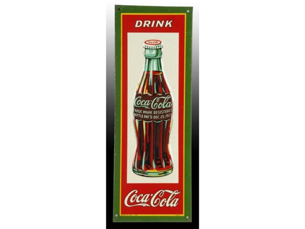 SMALL 1940S COCA-COLA TIN EMBOSSED SIGN.          
