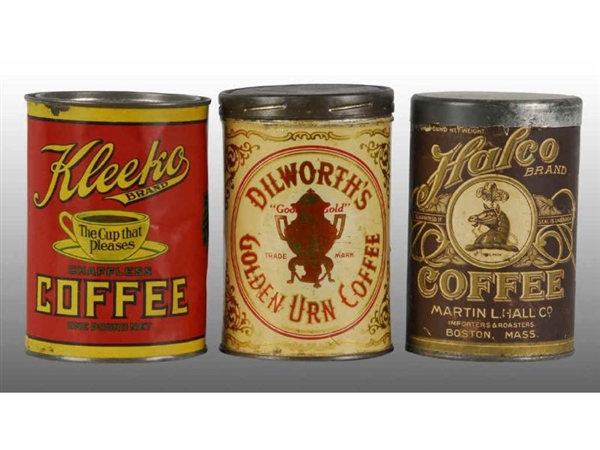 LOT OF 3: COFFEE ADVERTISING TINS.                