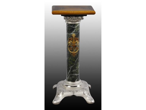 RECTANGULAR WOOD TOP, MARBLE STAND.               