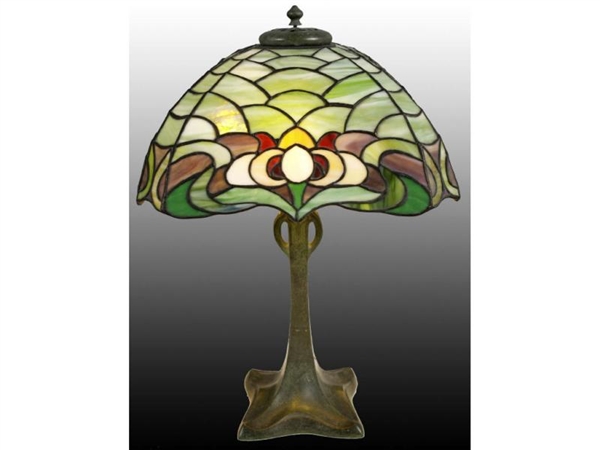 DUFFNER & KIMBERLY OWL VINTAGE LEAD GLASS LAMP.   