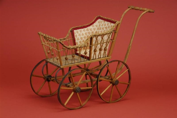 VICTORIAN WICKER BABY CARRIAGE                    