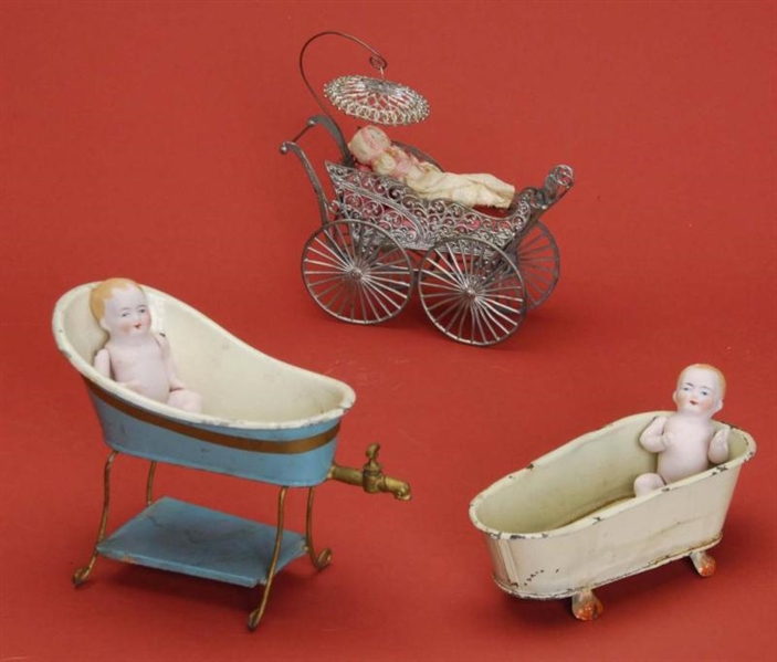 LOT: ALL BISQUE BABIES WITH ACCESSORIES           