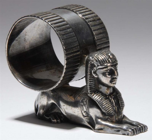 EGYPTIAN SPHINX FIGURAL NAPKIN RING.              
