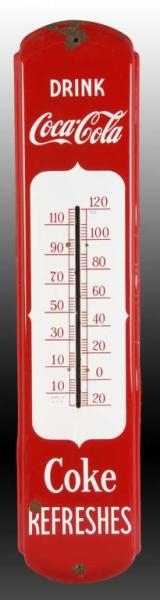 LARGE COCA-COLA PORCELAIN THERMOMETER.            