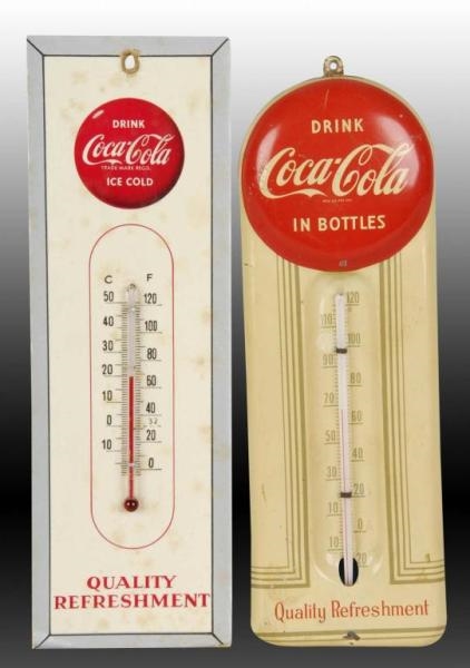 LOT OF 2: 1950S COCA-COLA THERMOMETERS.           