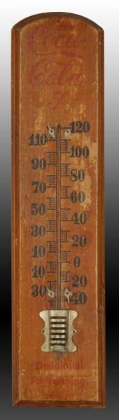 LOT OF 2: WOODEN COCA-COLA THERMOMETERS.          