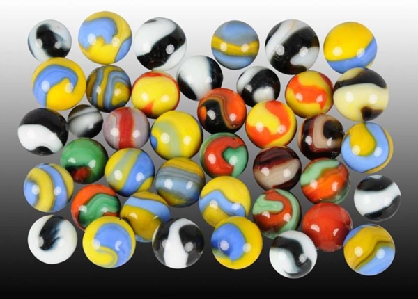 LOT OF 40: AKRO MACHINE-MADE MARBLES.             