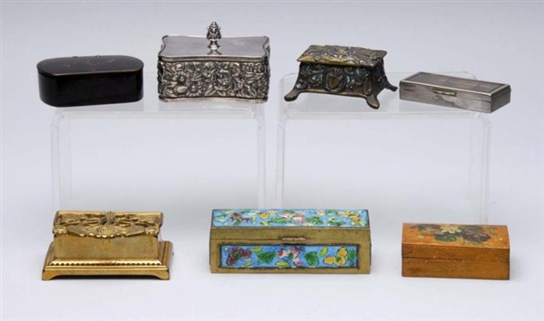 LOT OF 7: STAMP BOXES.                            