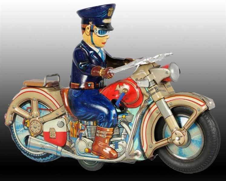 JAPANESE ALPS TIN HIGHWAY PATROL MOTORCYCLE TOY.  