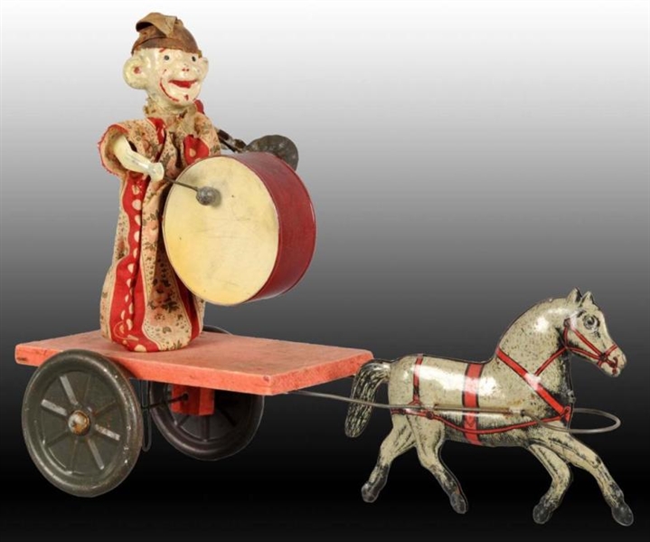 EARLY AMERICAN HORSE-DRAWN PLATFORM TOY.          