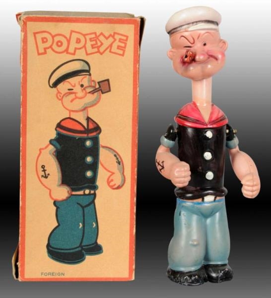 CELLULOID TIN WIND-UP POPEYE TOY.                 