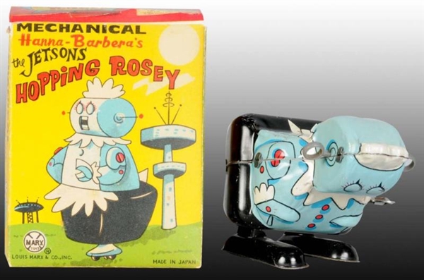 MARX TIN WIND-UP JETSONS HOPPING ROSEY ROBOT TOY. 