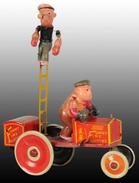 MARX POPEYE & BRUTUS FUNNY FIRE FIGHTERS TOY AUTO.
