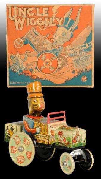 MARX TIN WIND-UP UNCLE WIGGLY TOY CAR.            