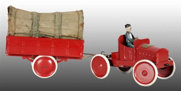 FRENCH TIN WIND-UP AUTO TRANSPORT TOY.            