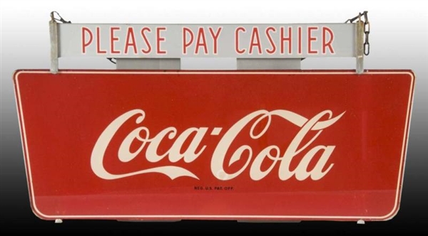COCA-COLA PRICE BROTHERS HANGING GLASS SIGN.      