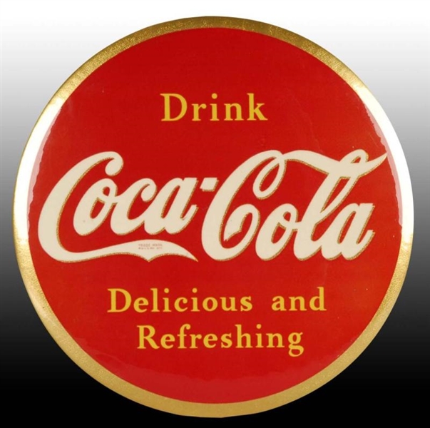 COCA-COLA CELLULOID DISC WITH EASEL-BACK.         
