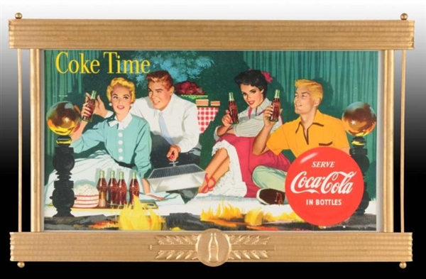 COCA-COLA POSTER WITH GOLD FRAME.                 