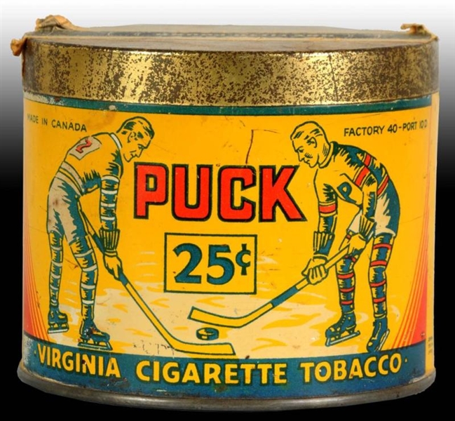 PUCK CANADIAN CIGARETTE CANISTER.                 