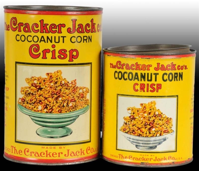 LOT OF 2: CRACKER JACK COCONUT CORN CRISP TINS.   