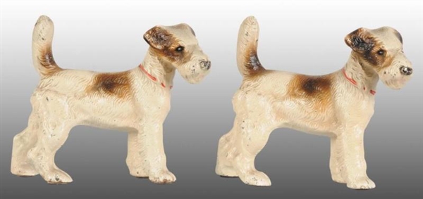 WIREHAIRED TERRIER DOG CAST IRON BOOKENDS.        