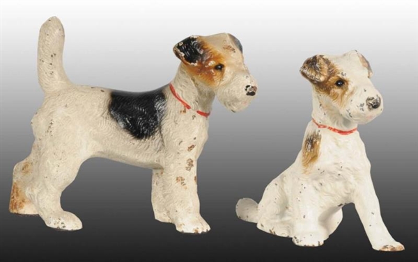 WIREHAIRED TERRIER DOG CAST IRON BOOKENDS.        