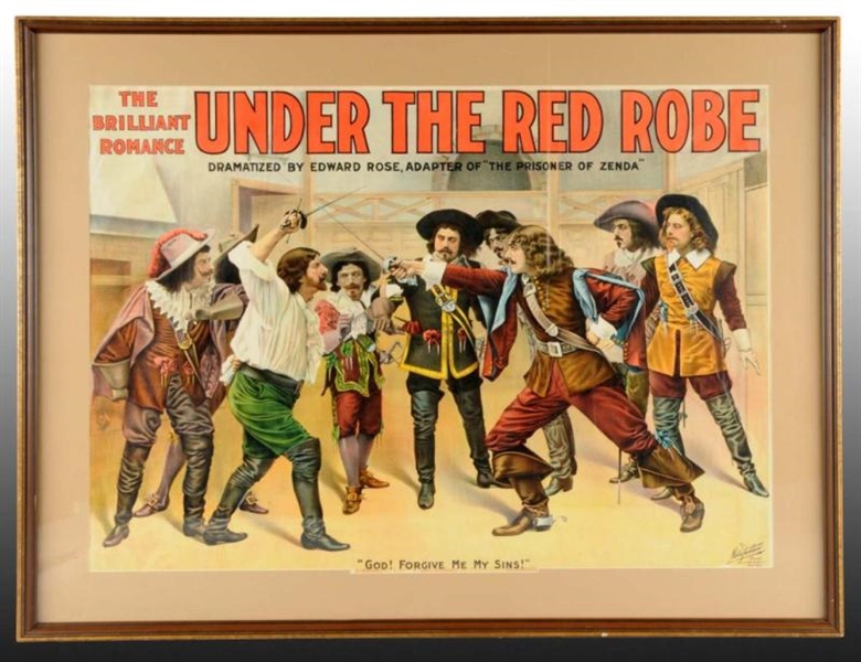 UNDER THE RED ROOM PAPER LITHO THEATRE POSTER.    