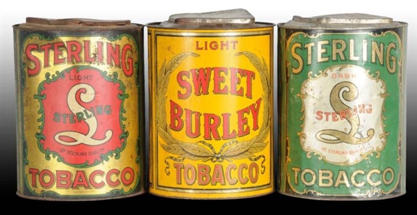 LOT OF 3: ASSORTED TOBACCO STORE TIN BINS.        