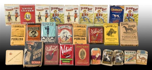 APPROX. 25 ASSORTED TOBACCO PACKAGES.             
